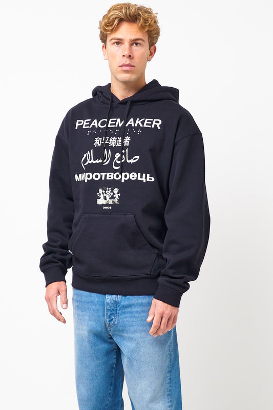 Loose Fit Hoodie Languages Print Black