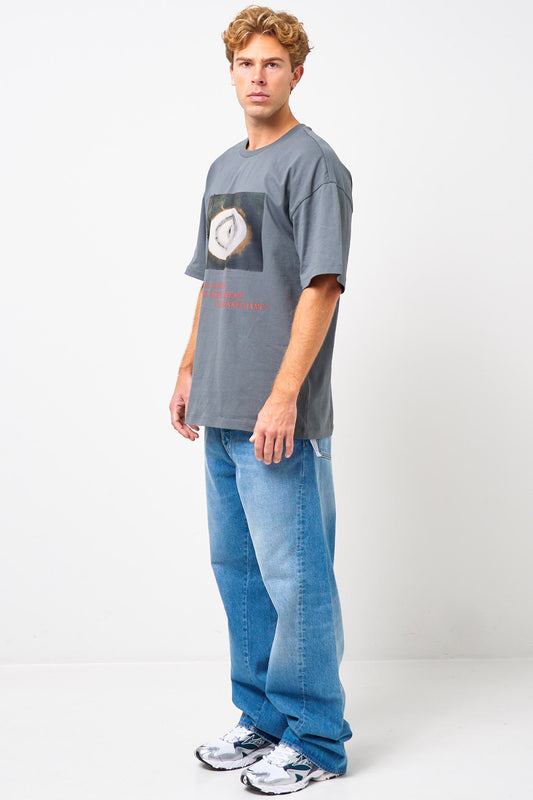 Loose Fit T-Shirt Landart Print Gray