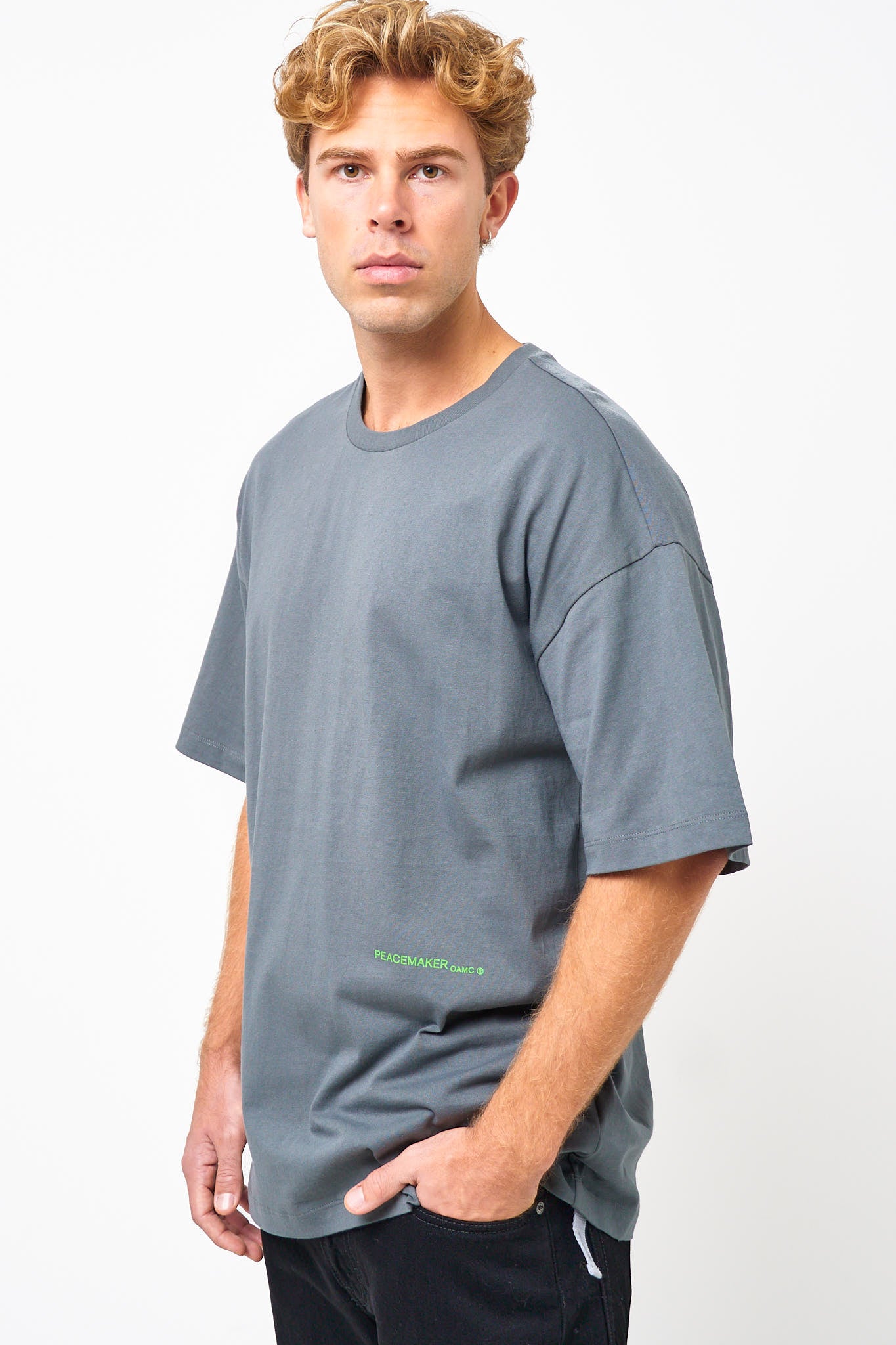 Loose Fit T-Shirt Languages Print Gray