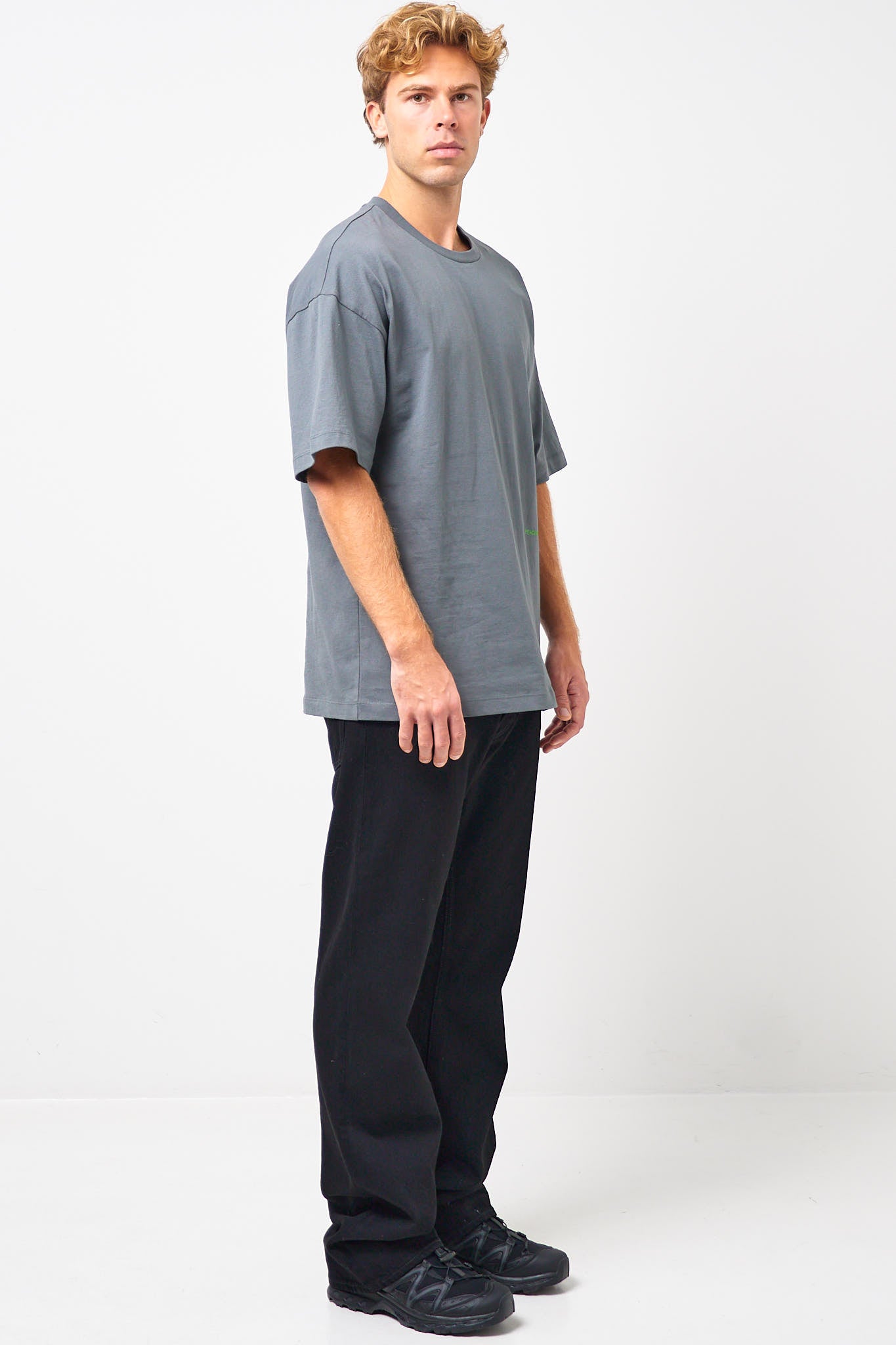 Loose Fit T-Shirt Languages Print Gray