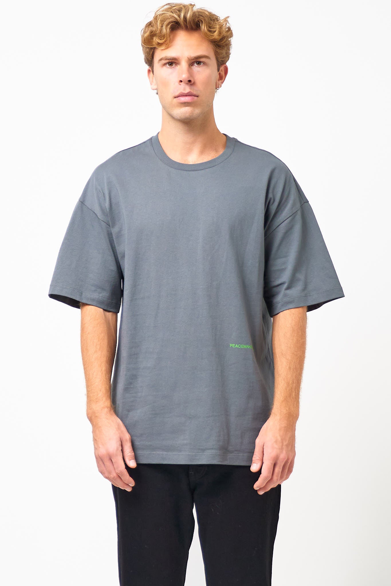 Loose Fit T-Shirt Languages Print Gray