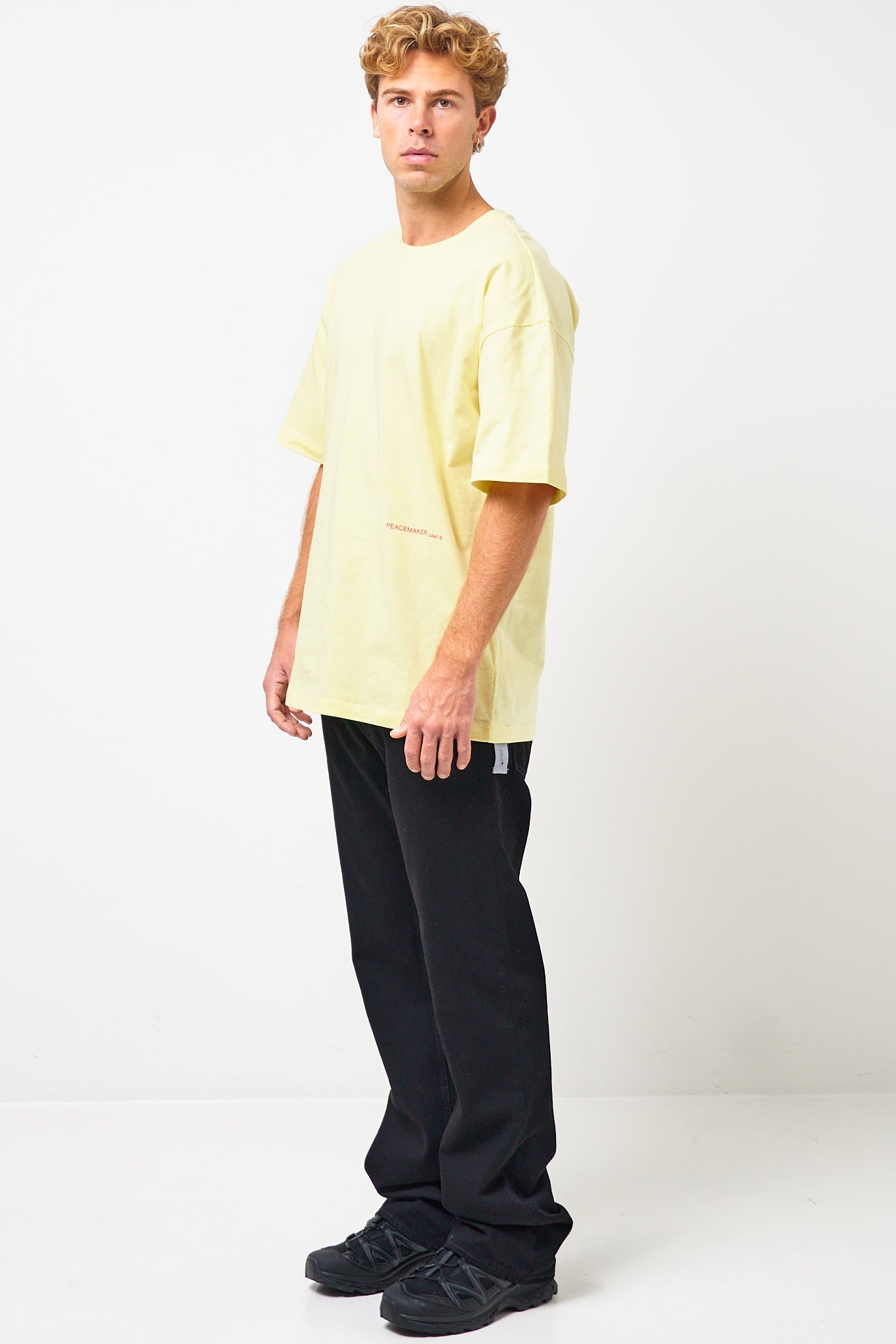 Loose Fit T-Shirt Languages Print Yellow
