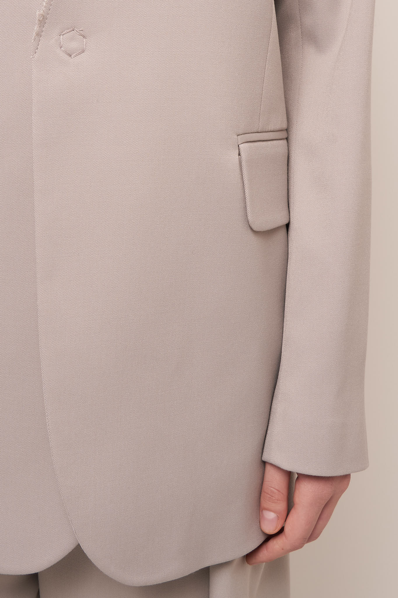 Collarless Suit Jacket Light Grey