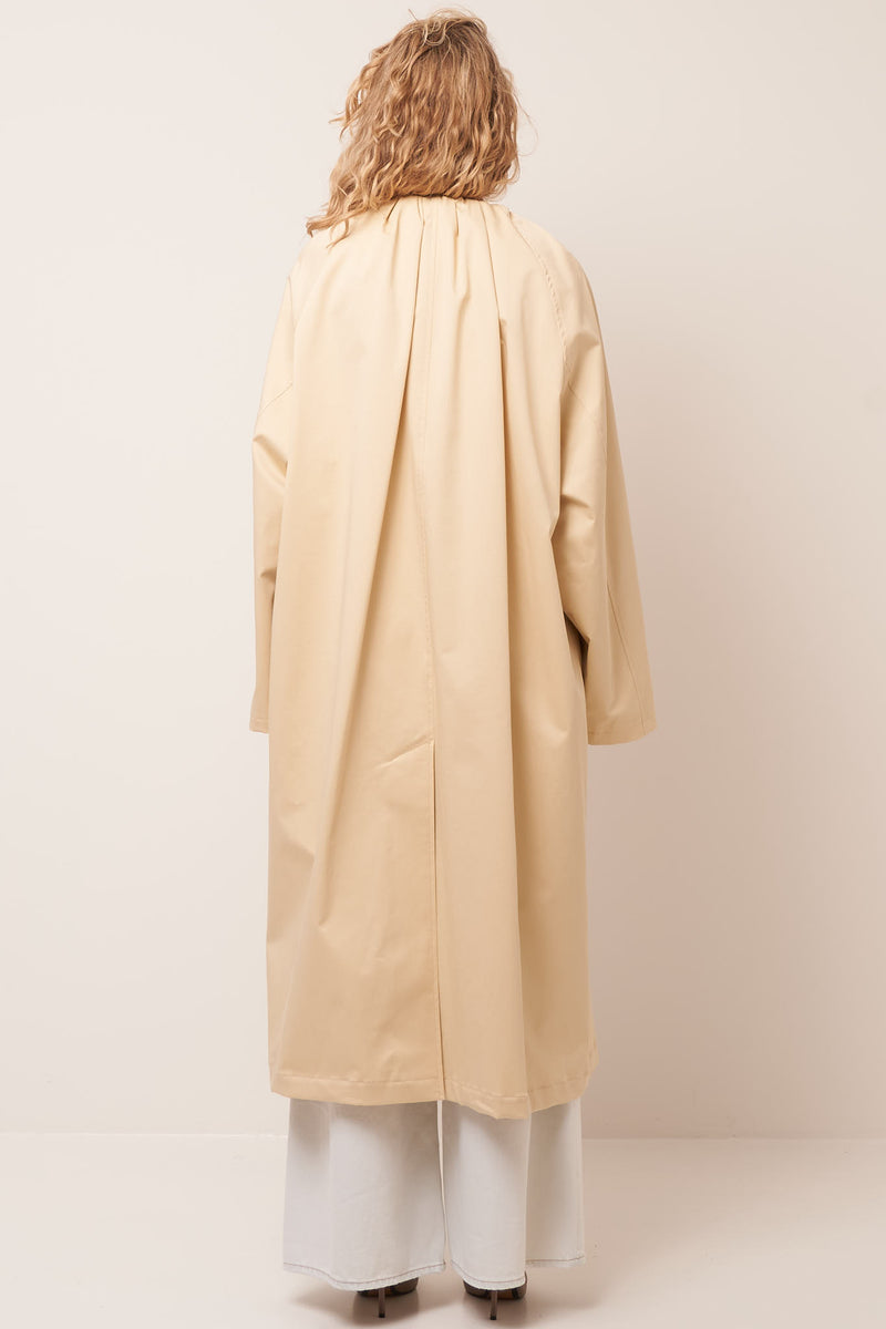 Gathered Neck Trench Coat Pale Yellow