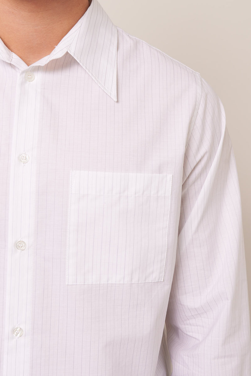 Long Sleeve Shirt White/Grey Stripe