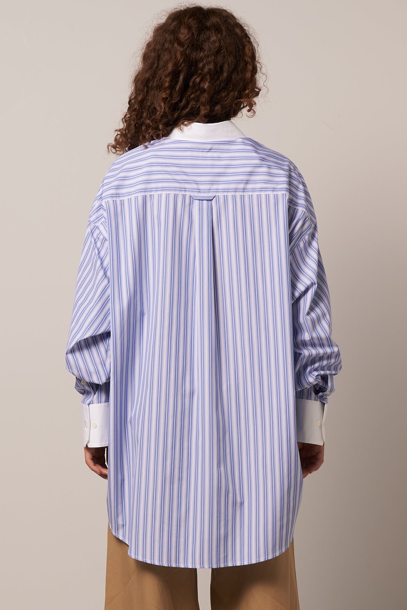 White Collar Shirt Blue Stripe