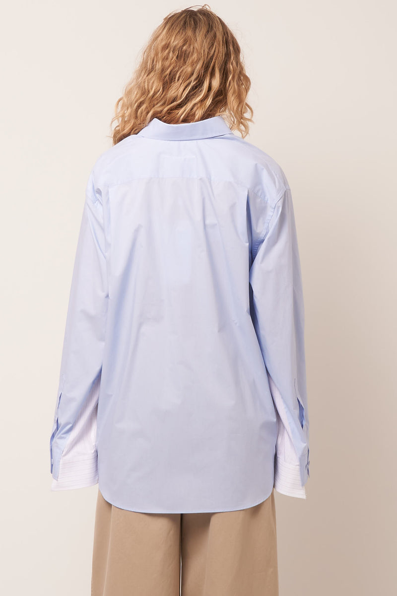 Wide Sleeve Shirt Blue/White Stripe
