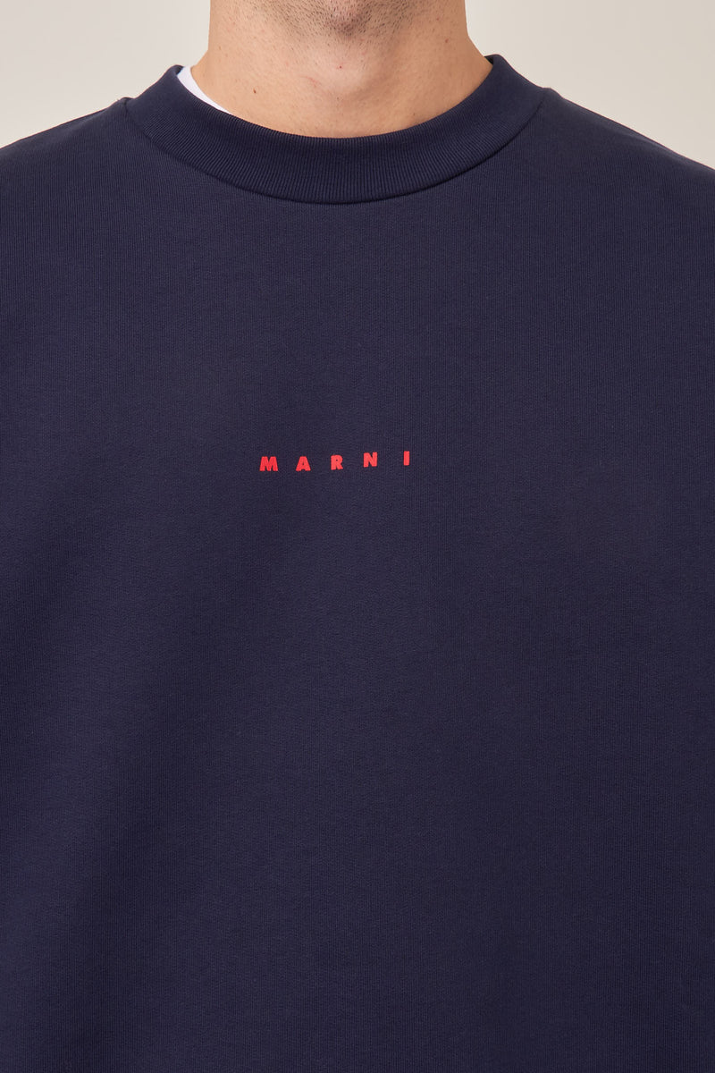Marni Logo Organic Sweatshirt Blue Kyanite