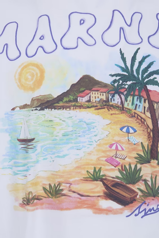 Marni Beach Postcard Print T-shirt White