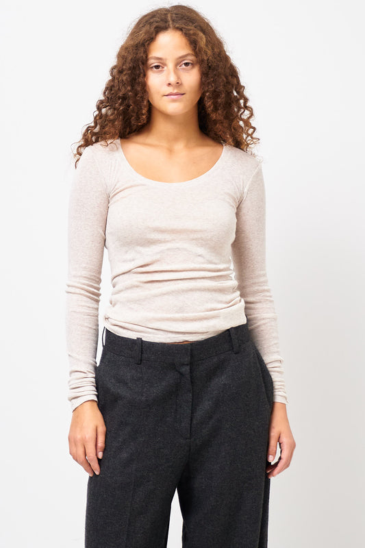 Massachusetts LS T-shirt Cream Melange