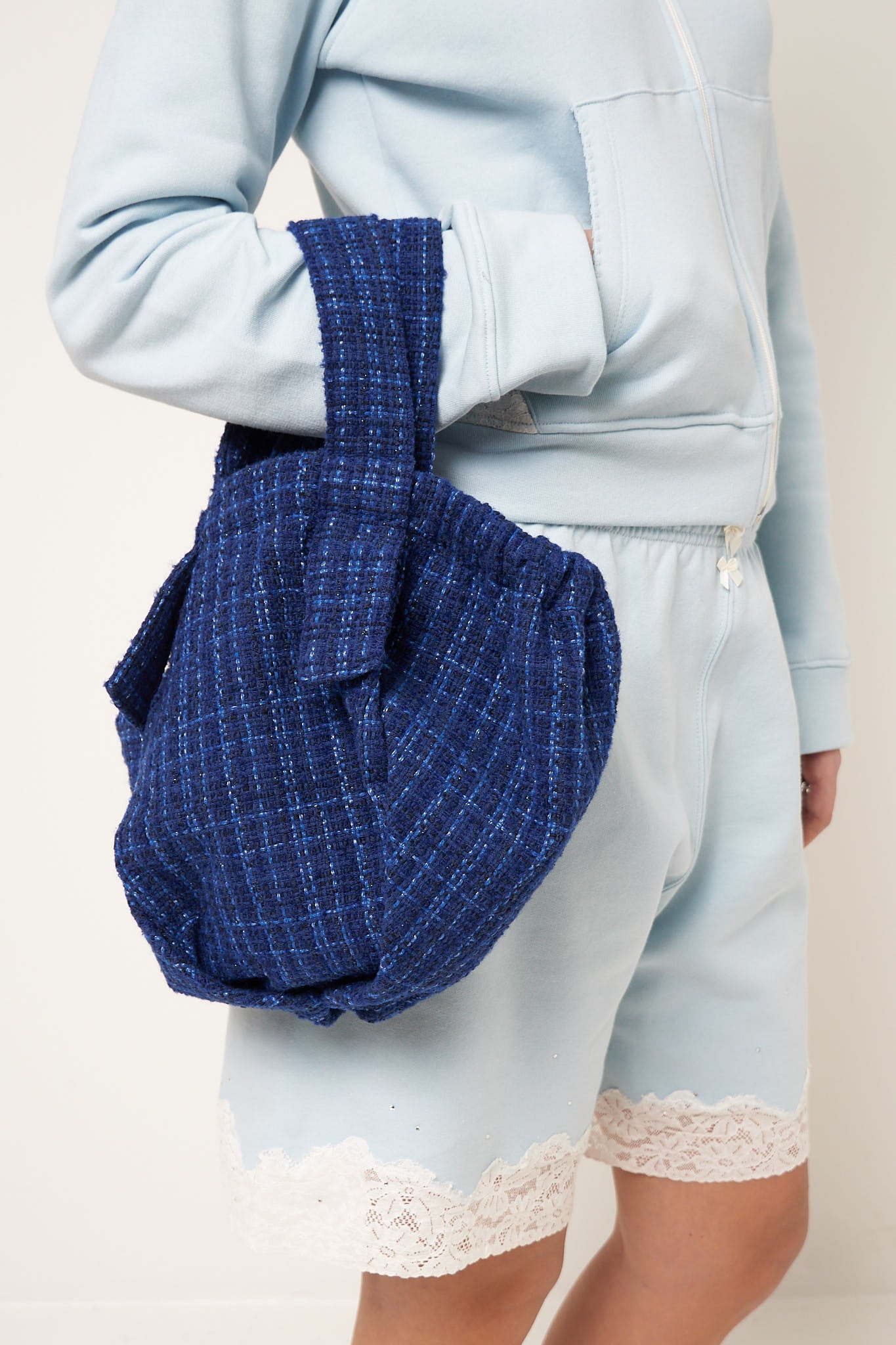 Mini Bouclé Tote Bag Blue