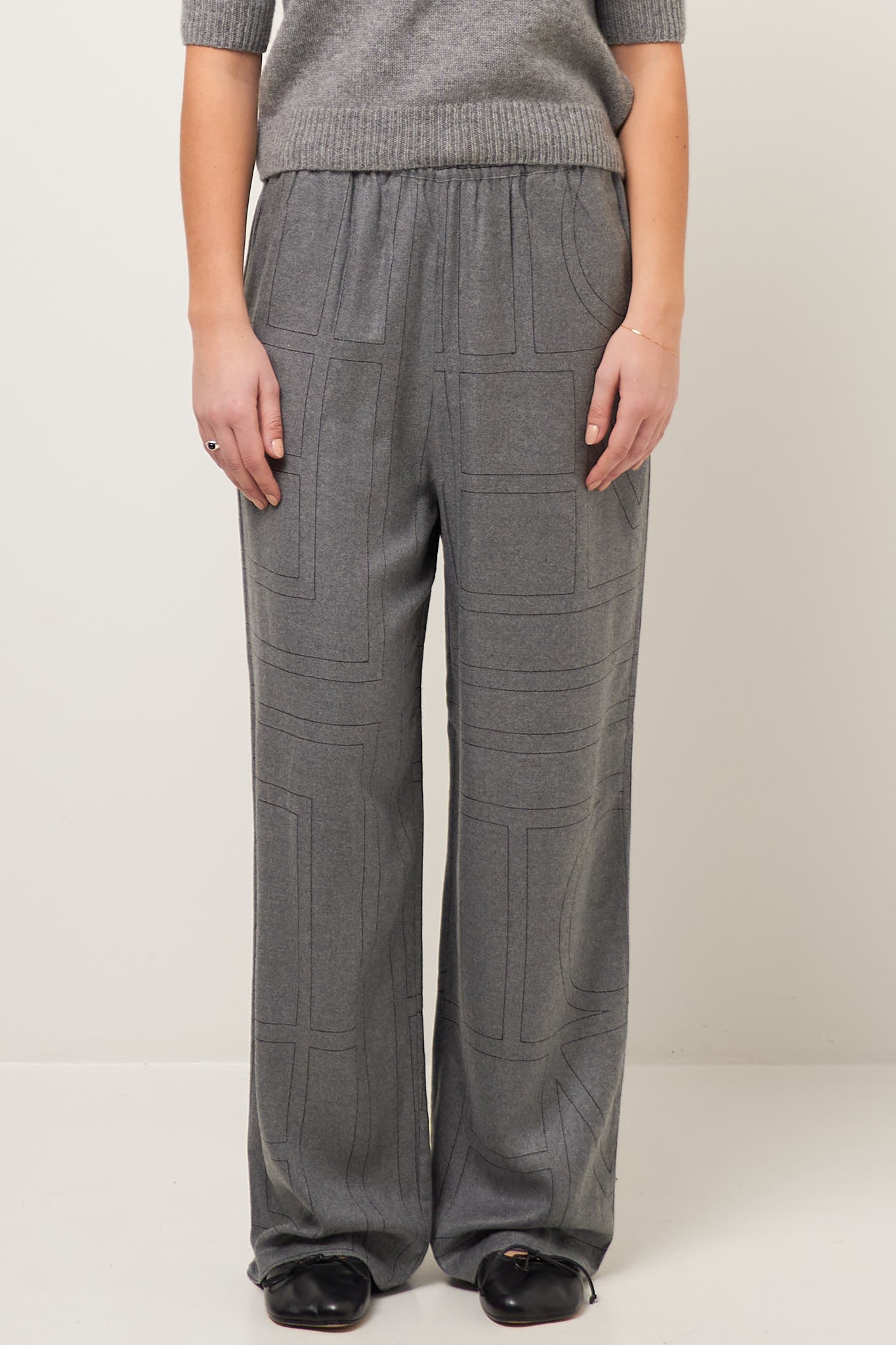 Monogram Flannel Pj Bottoms Smoke Melange