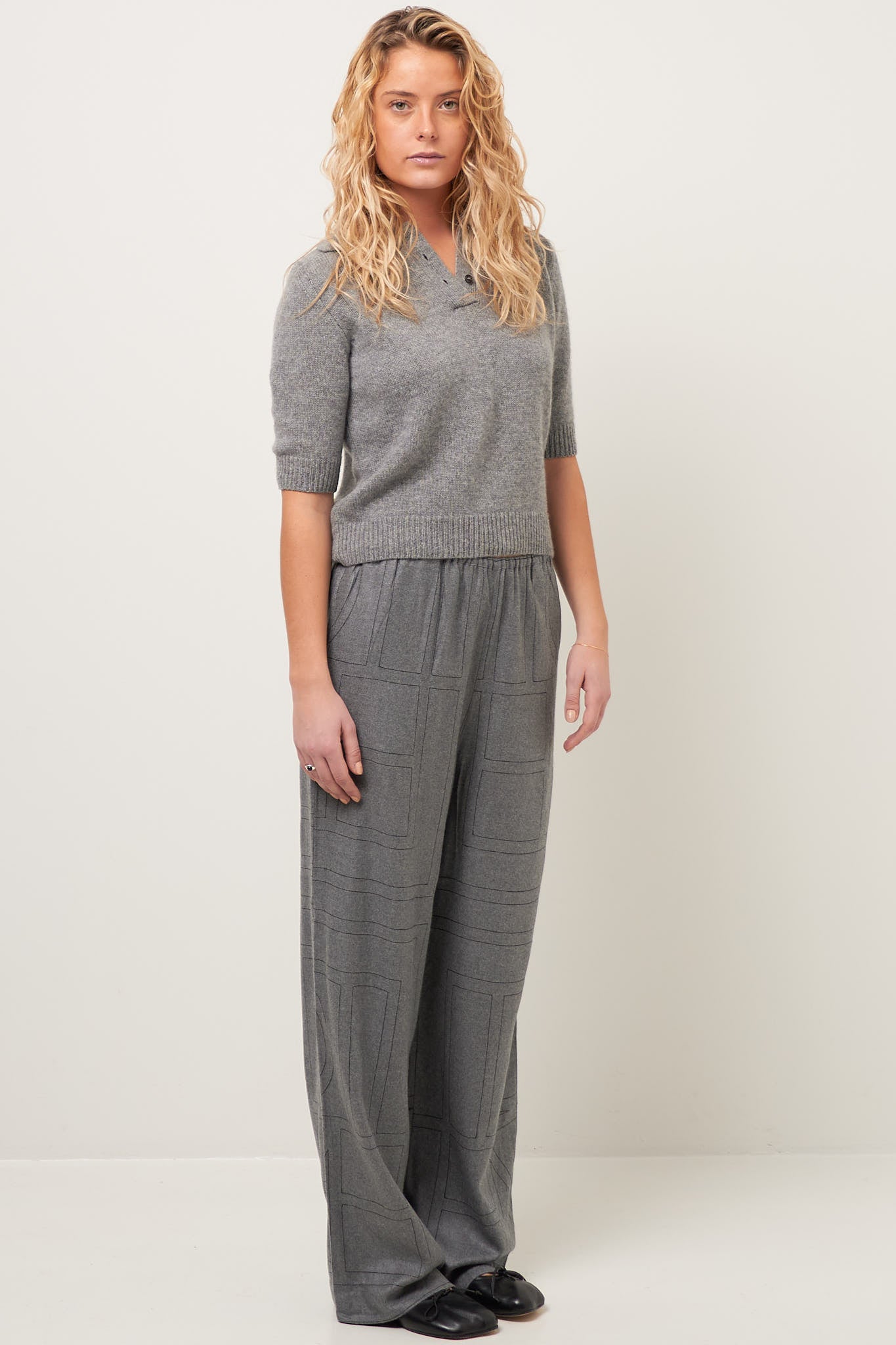 Monogram Flannel Pj Bottoms Smoke Melange