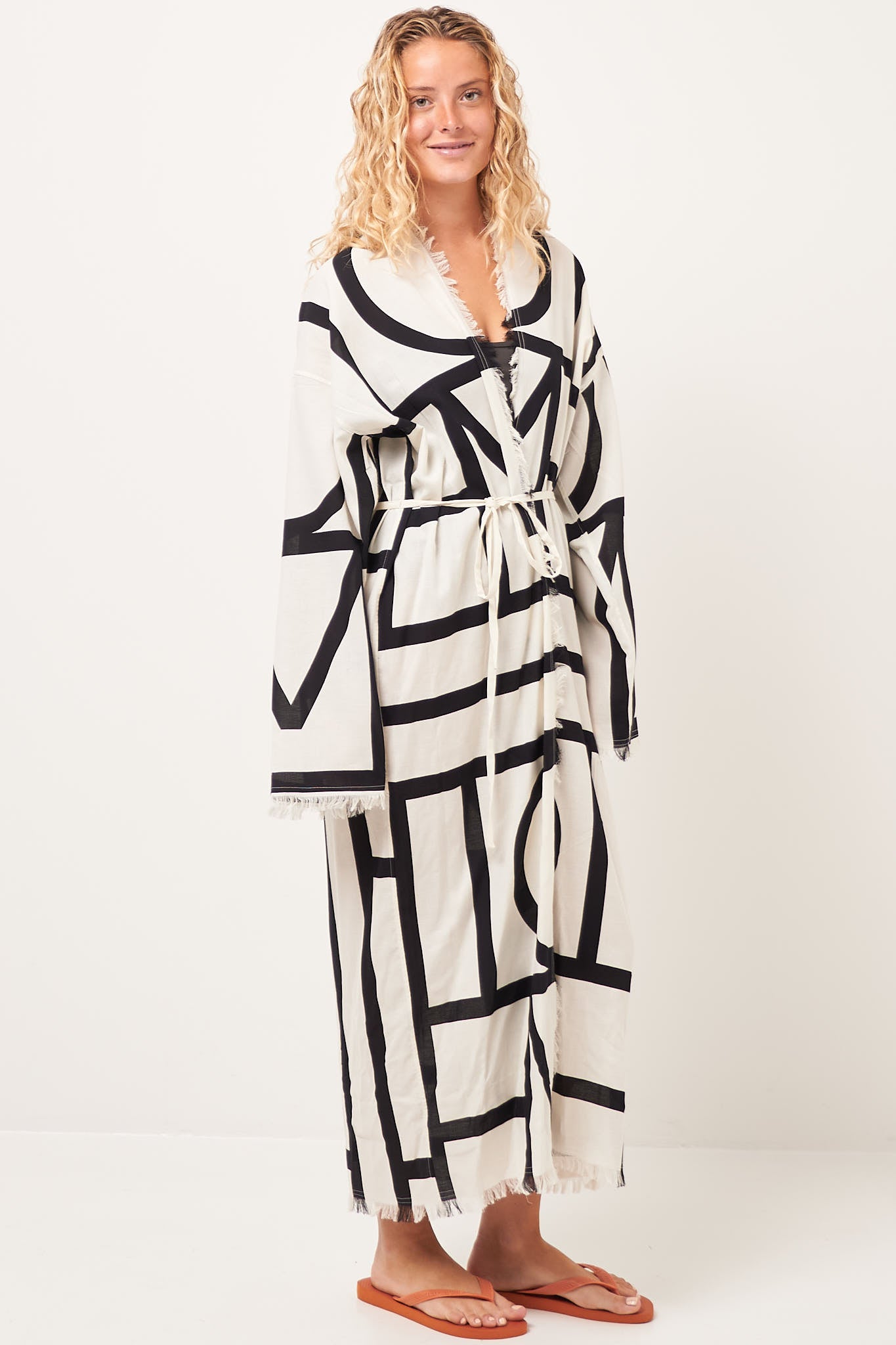 Monogram Wrap Dress Ecru/Black