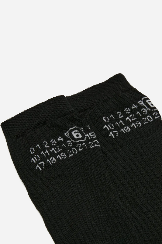 Numeric Ribbed Socks Black