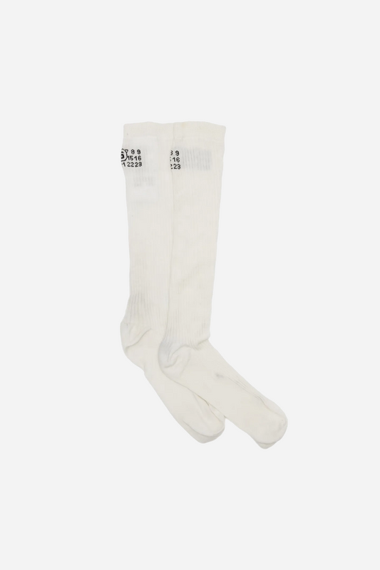 Numeric Ribbed Socks White