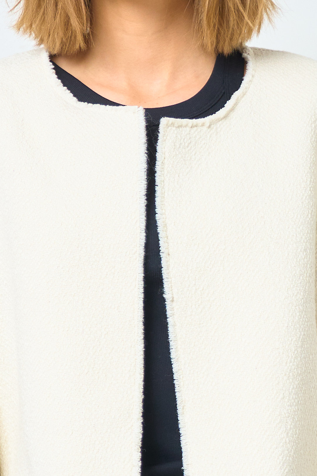 Open Front Bouclé Blazer Off-White