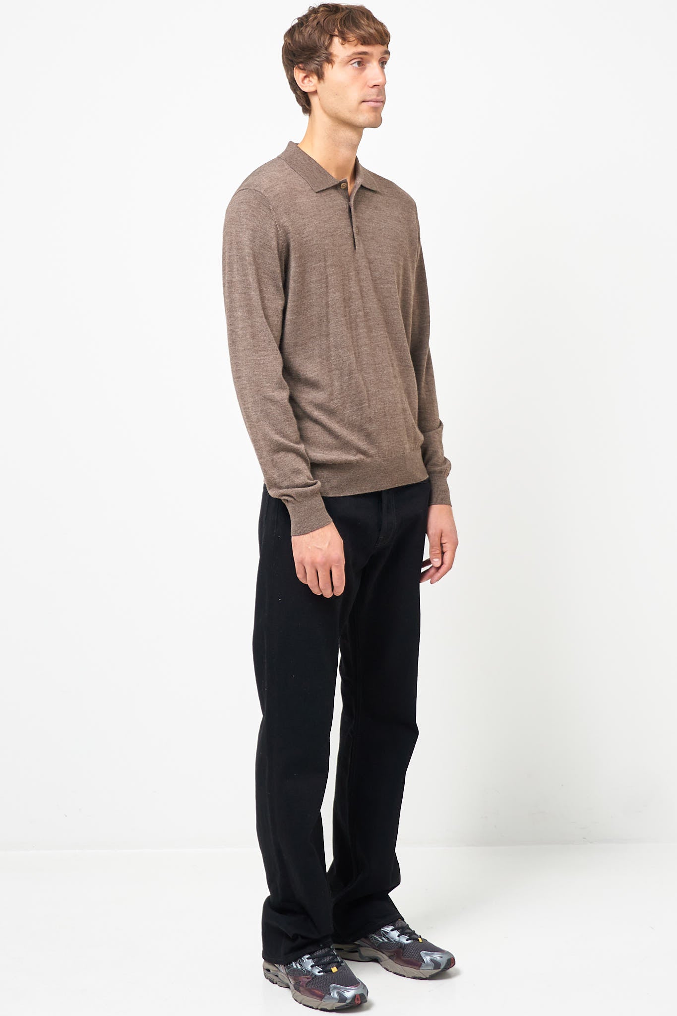 Otto Merino Polo Brown Melange