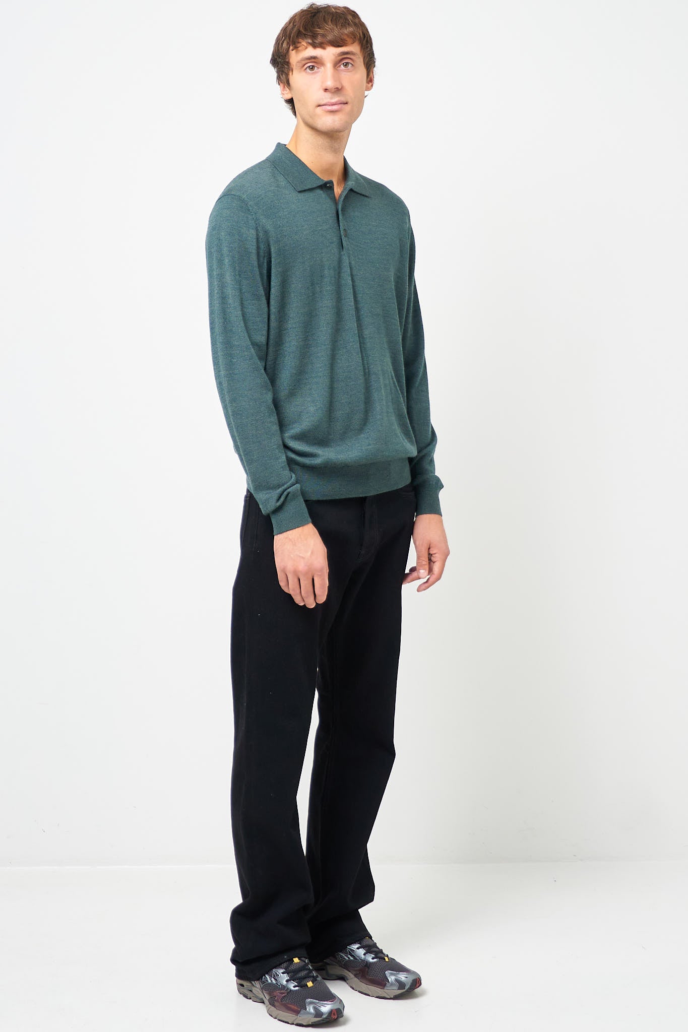 Otto Merino Polo Green Melange