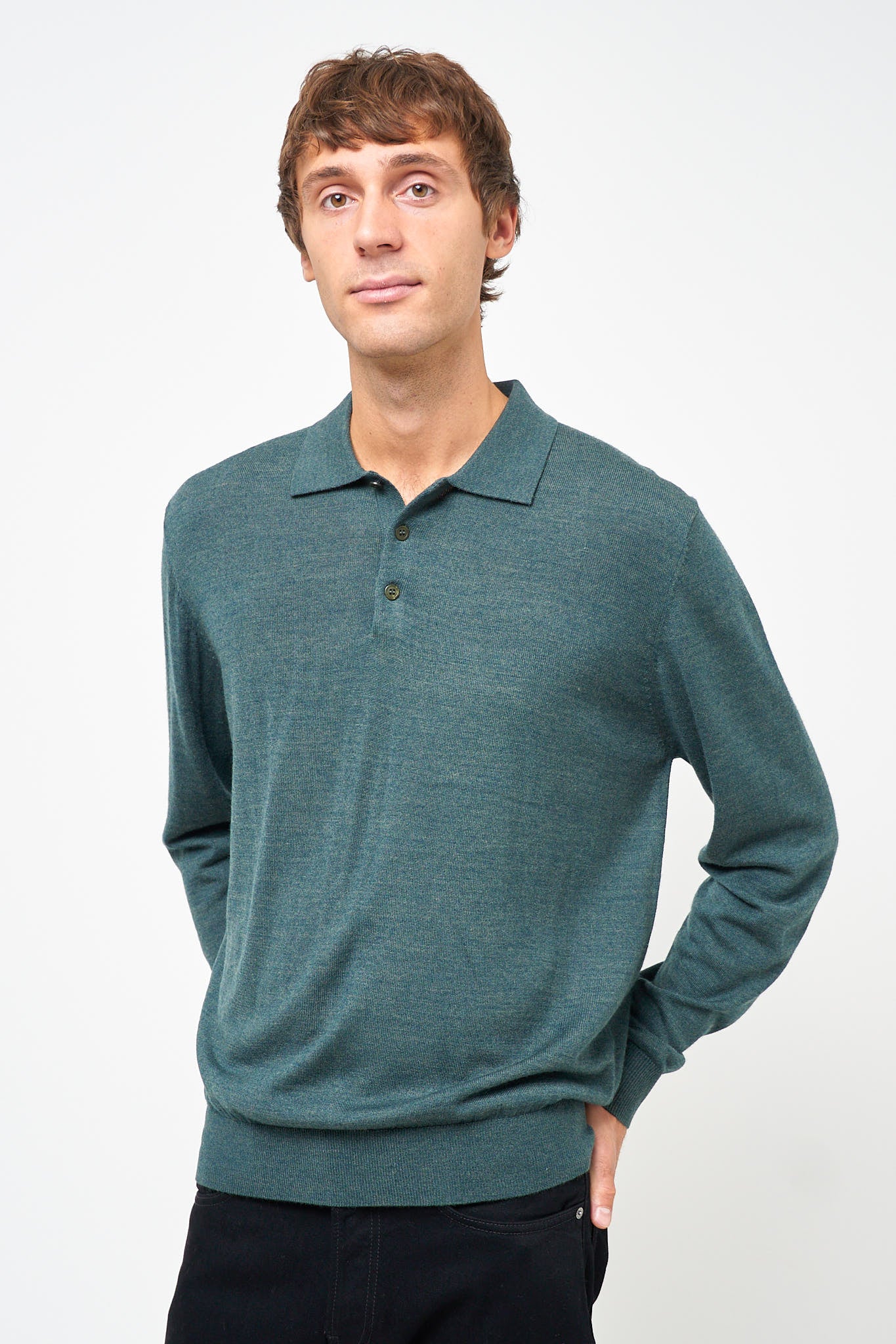 Otto Merino Polo Green Melange
