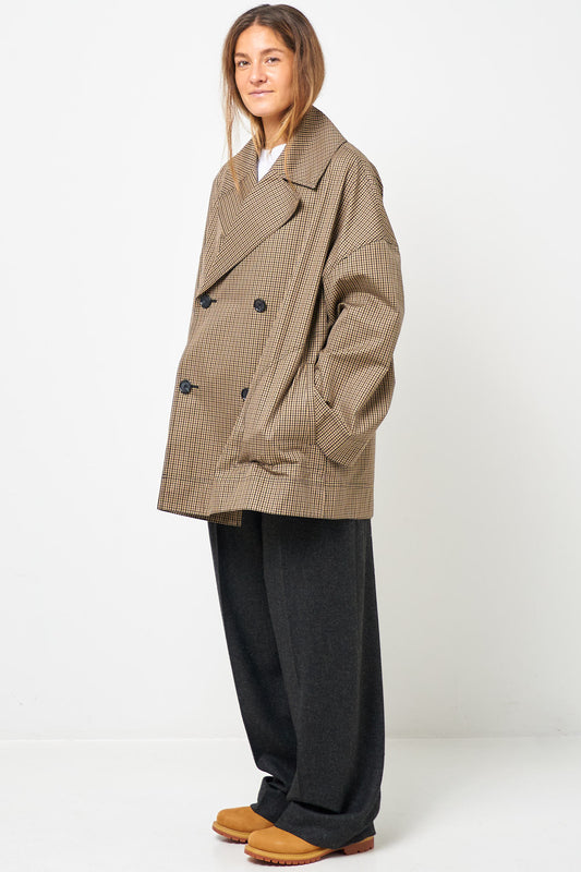 Oversized Checked Jacket Beige/Black