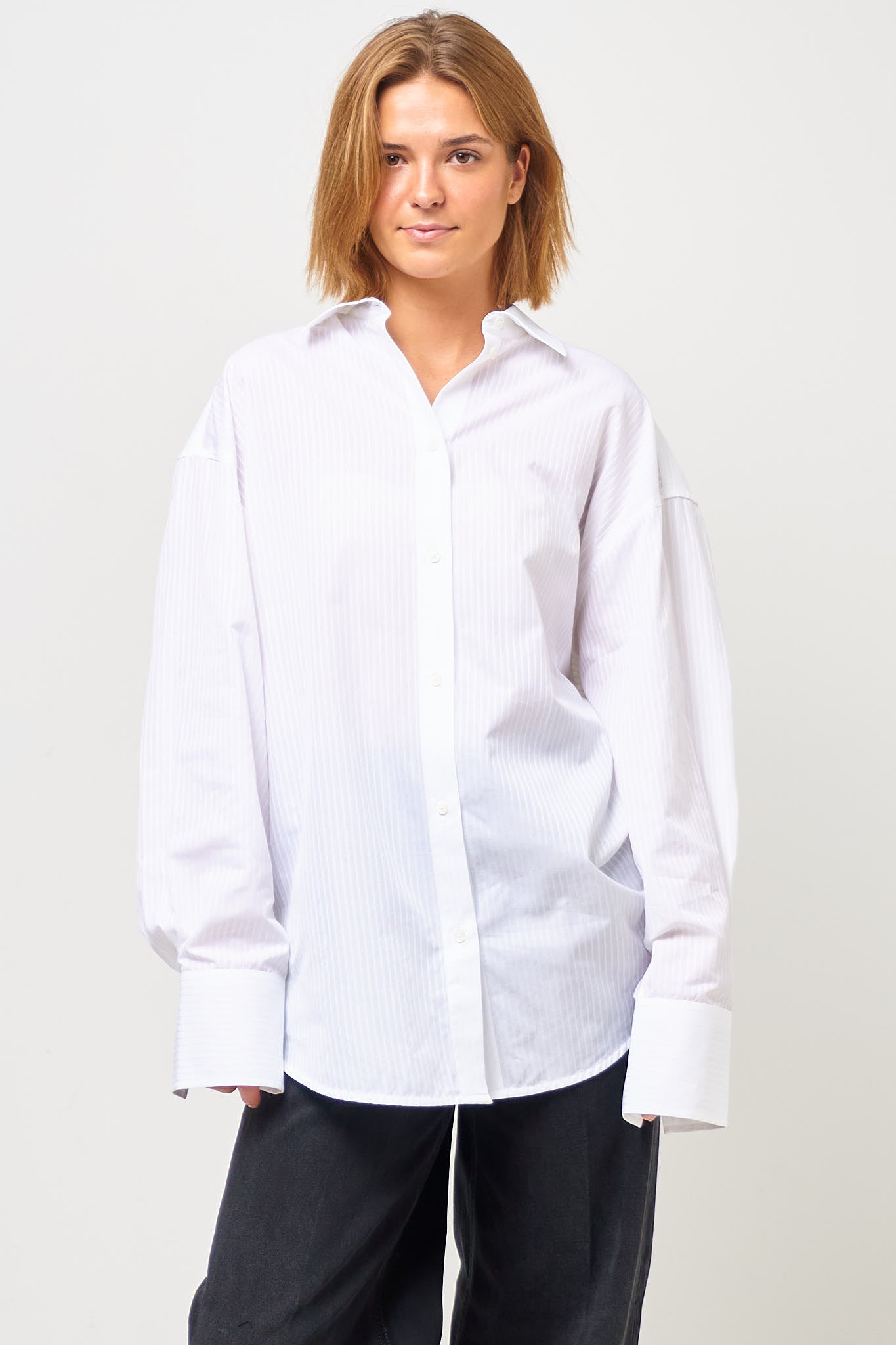 Oversized Striped Shirt White