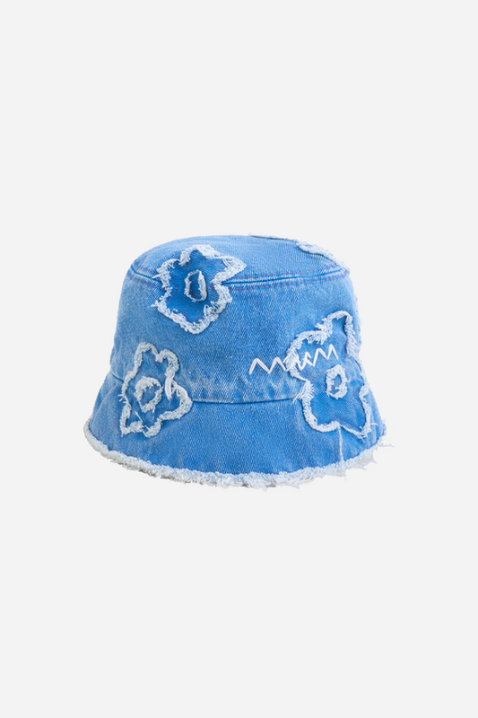 Patched Flower Bucket Hat Cobalt