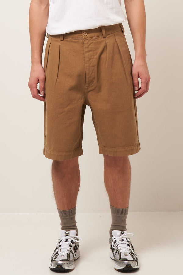 Pleated Shorts Khaki