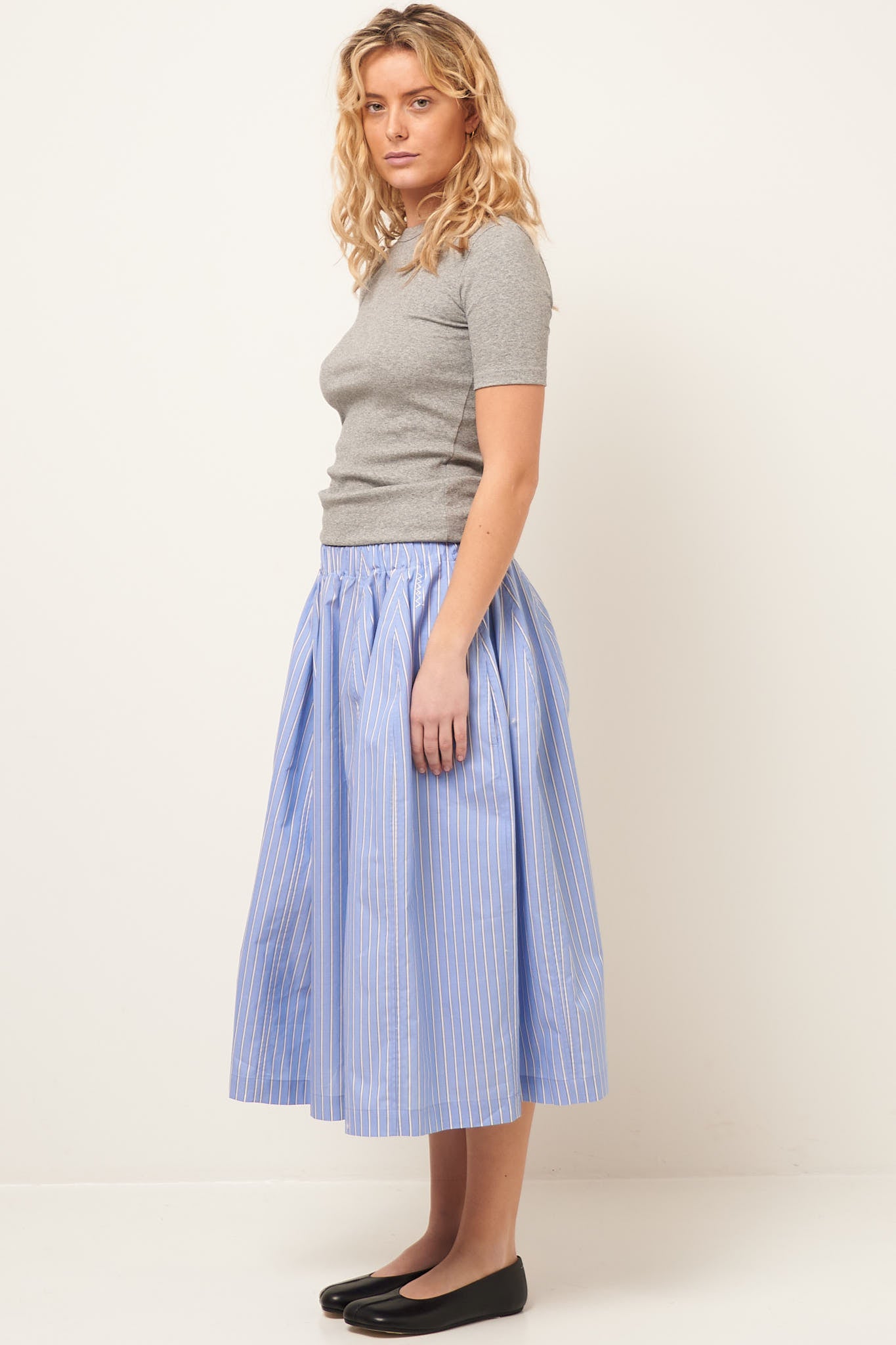 Poplin Skirt Blue Stripe