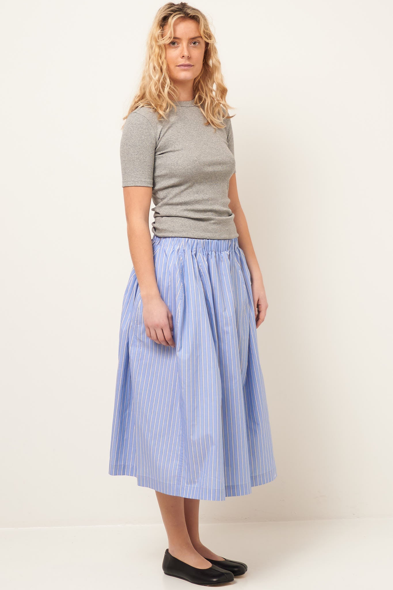 Poplin Skirt Blue Stripe