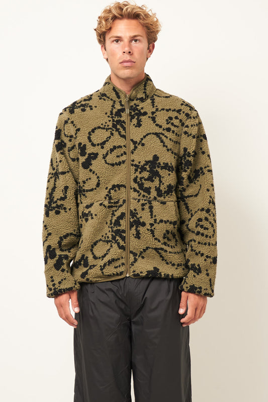 Print Fleece Jacket Green Mix