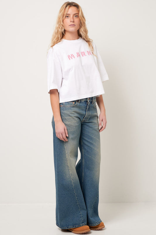 Printed Gingham Logo T-Shirt Lily White