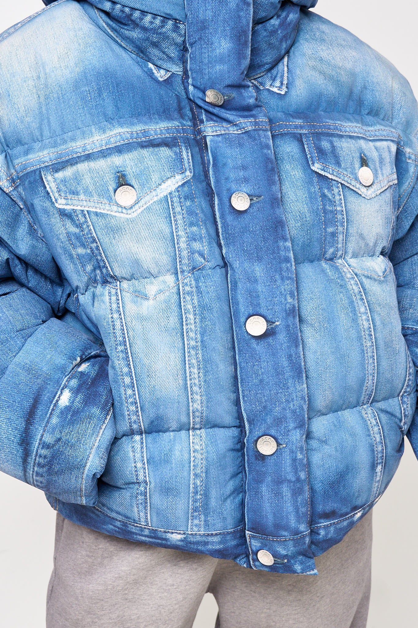 Puffer Down Jacket Denim Blue