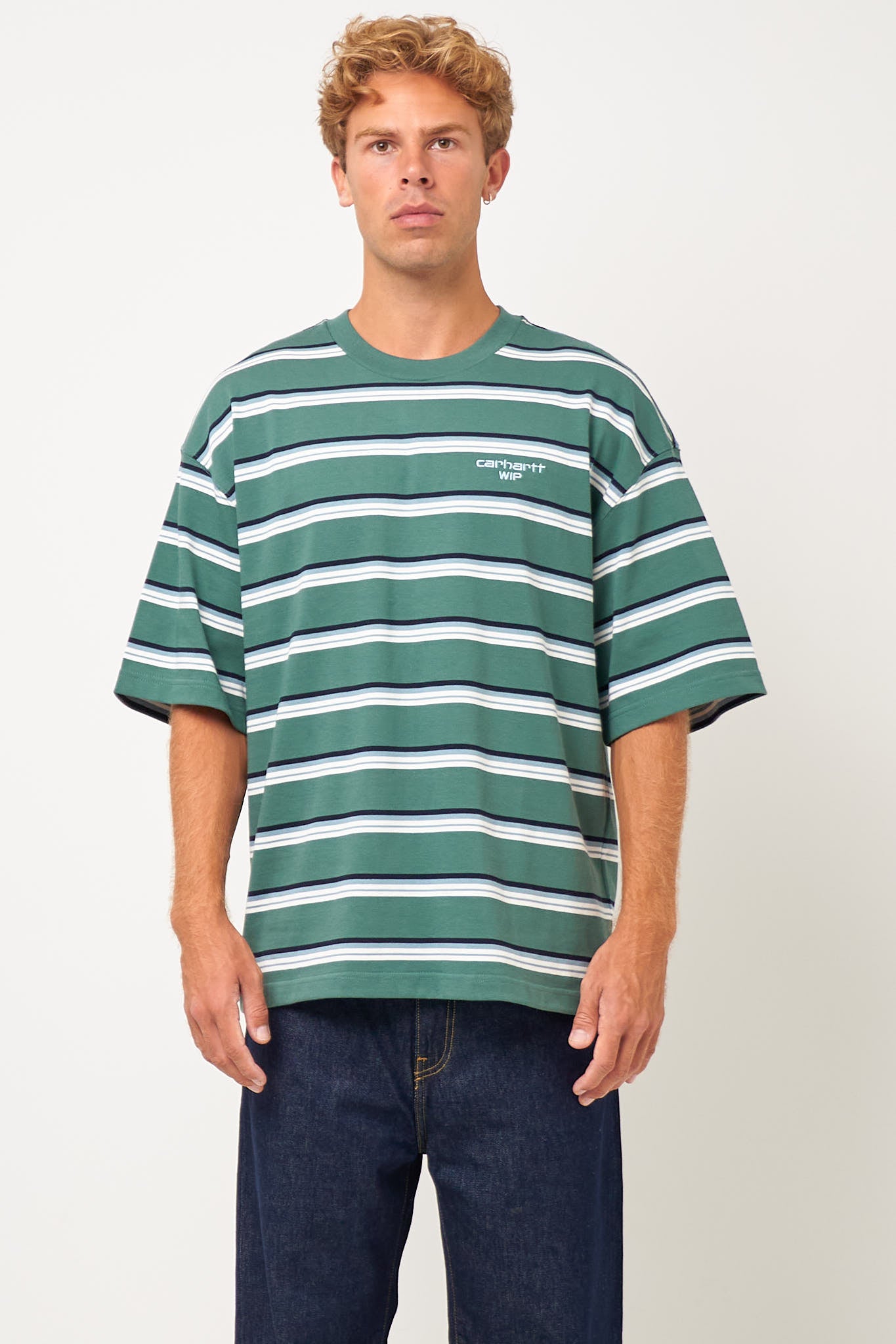 S/S Holm T-Shirt Holm Stripe/Silver Pine