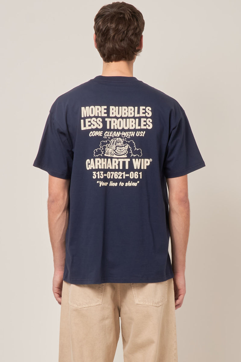 S/S Less Troubles T-Shirt Blue/Wax