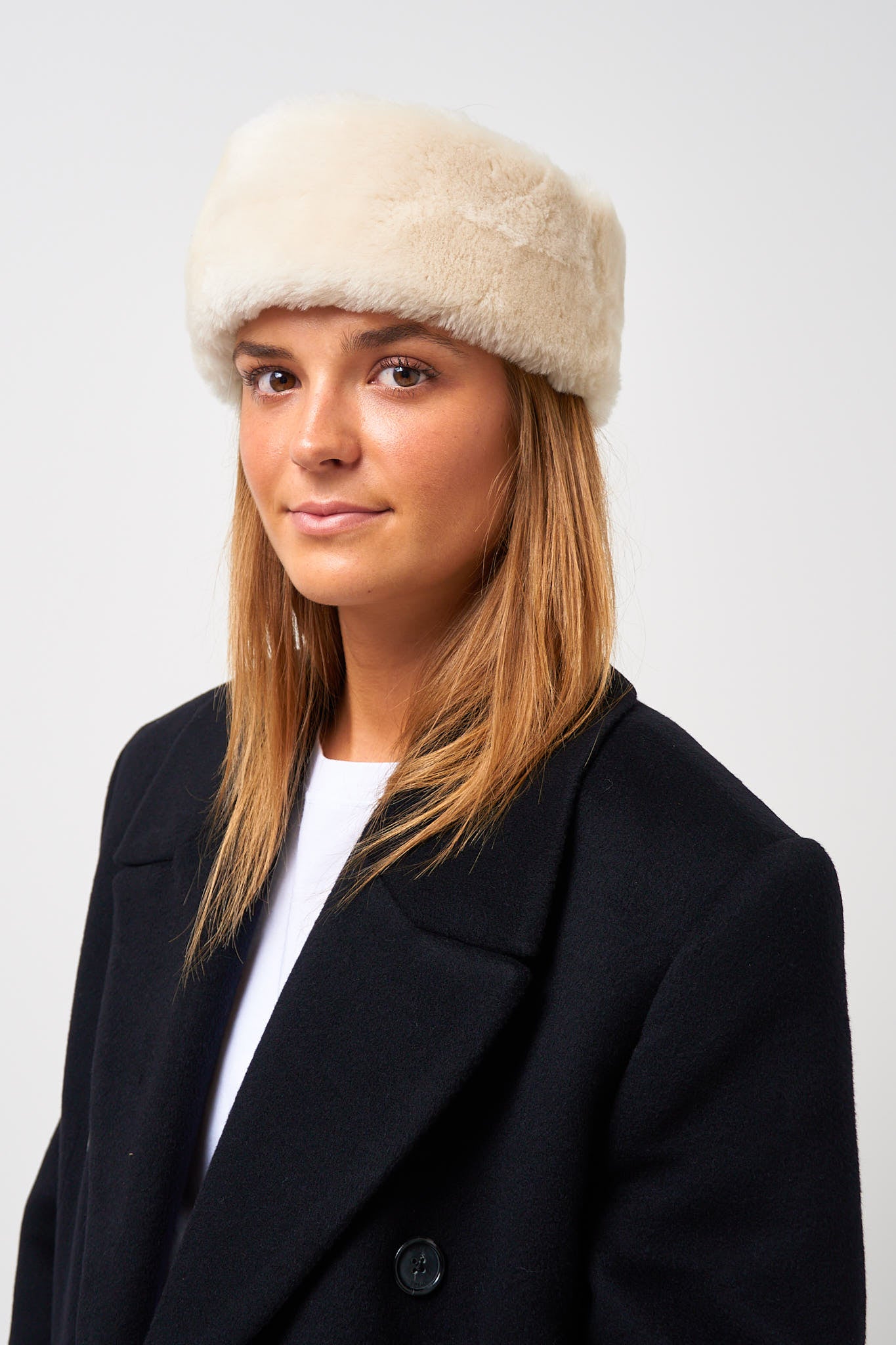Shearling Headband Ecru