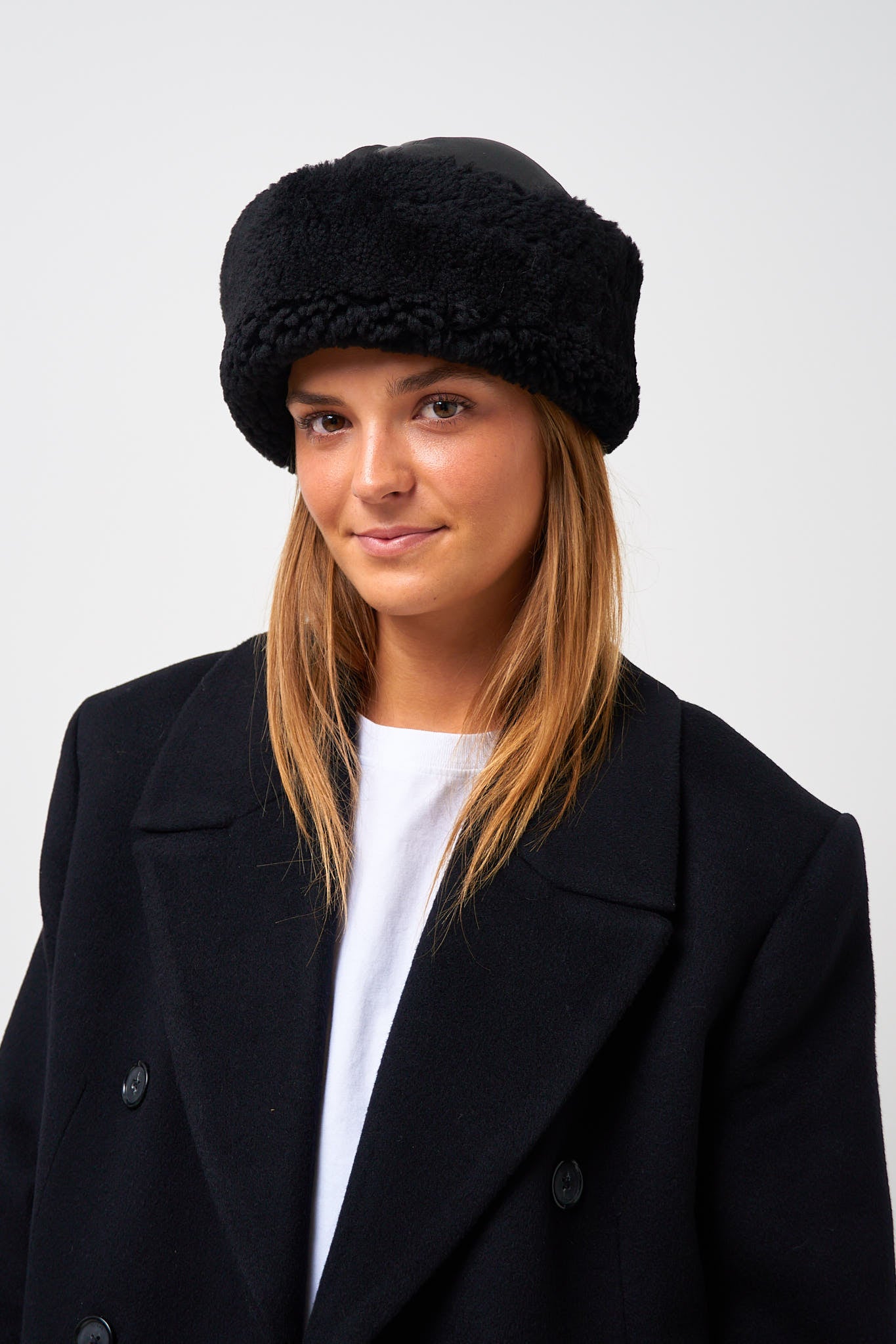 Shearling Winter Hat Black