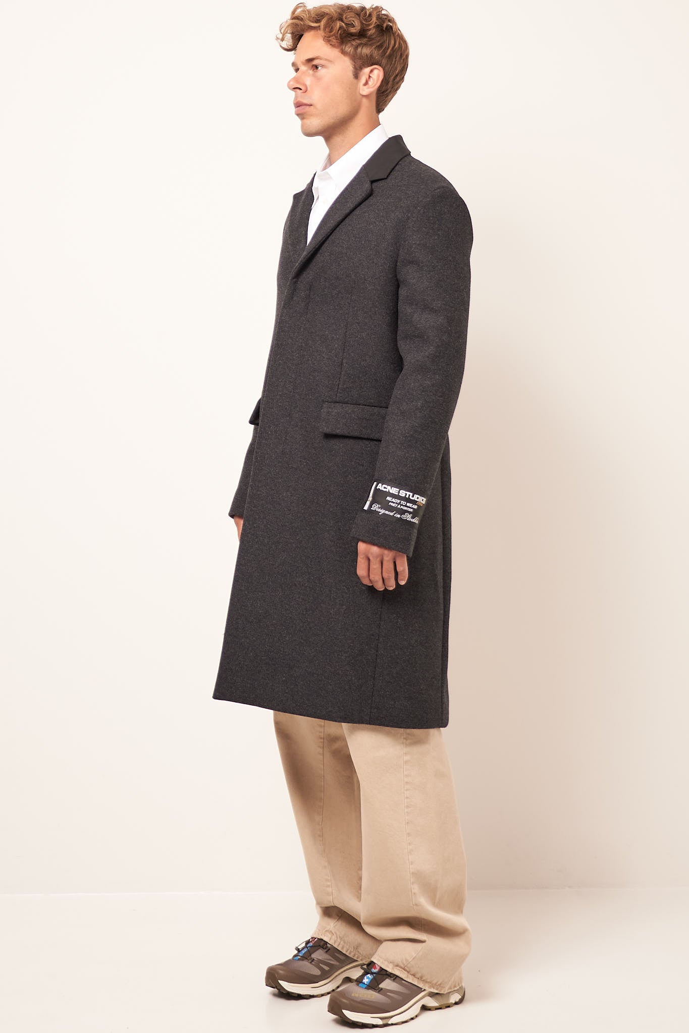 Single Breasted Wool Coat Dark Grey Melange