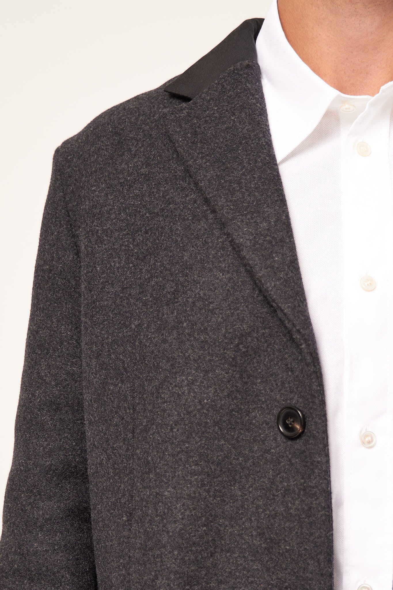 Single Breasted Wool Coat Dark Grey Melange