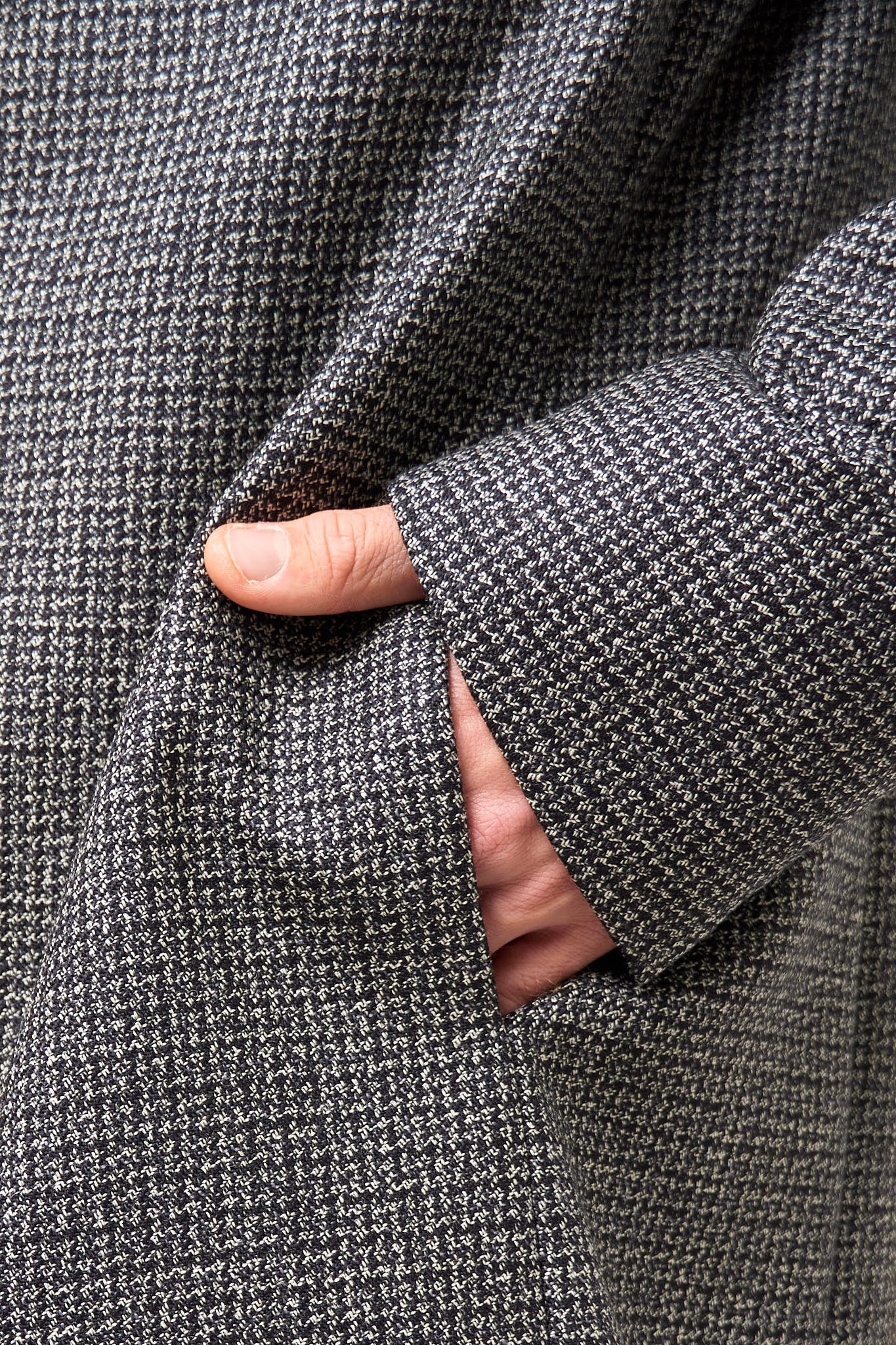 Single-Breasted Wool Overcoat Black/White