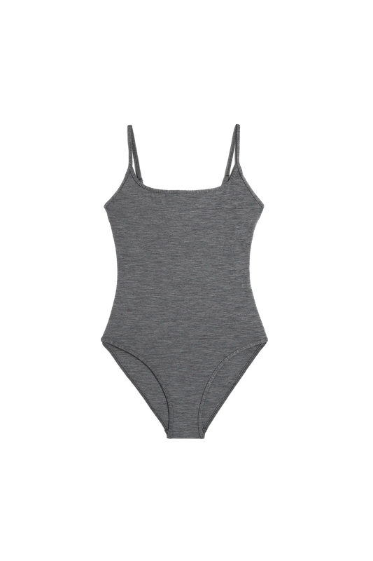 Square-Neck Swimsuit Grey Melange