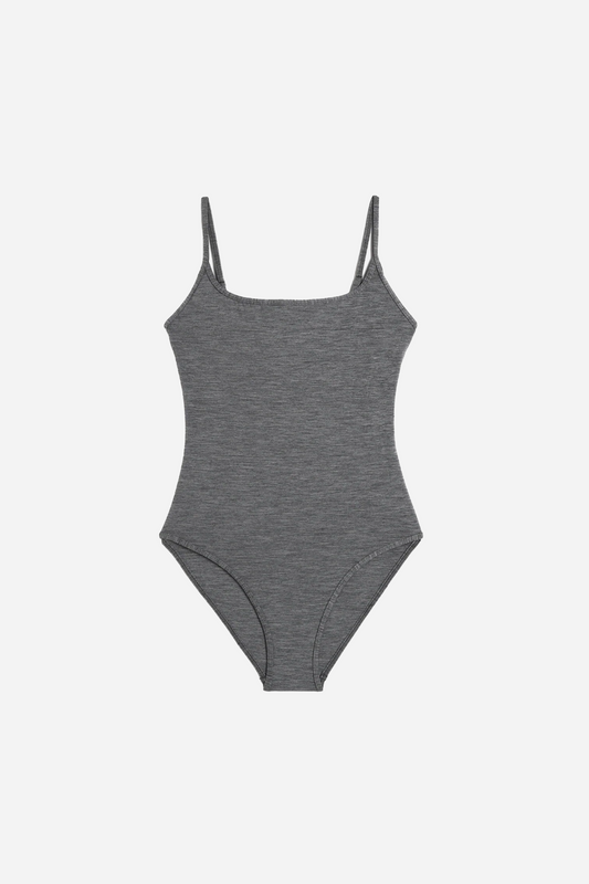 Square-Neck Swimsuit Grey Melange