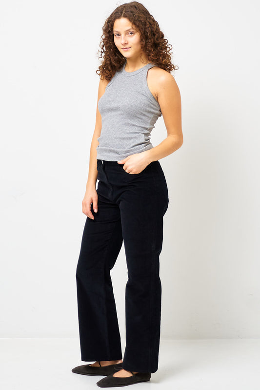 Straight Cord Trousers Black