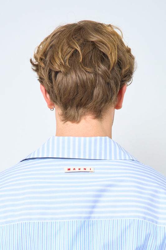 Striped Poplin Shirt Light Blue