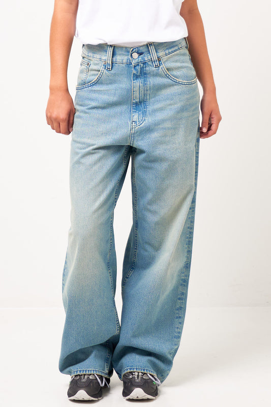 Super Wide Cinch Jeans Mid Blue Vintage