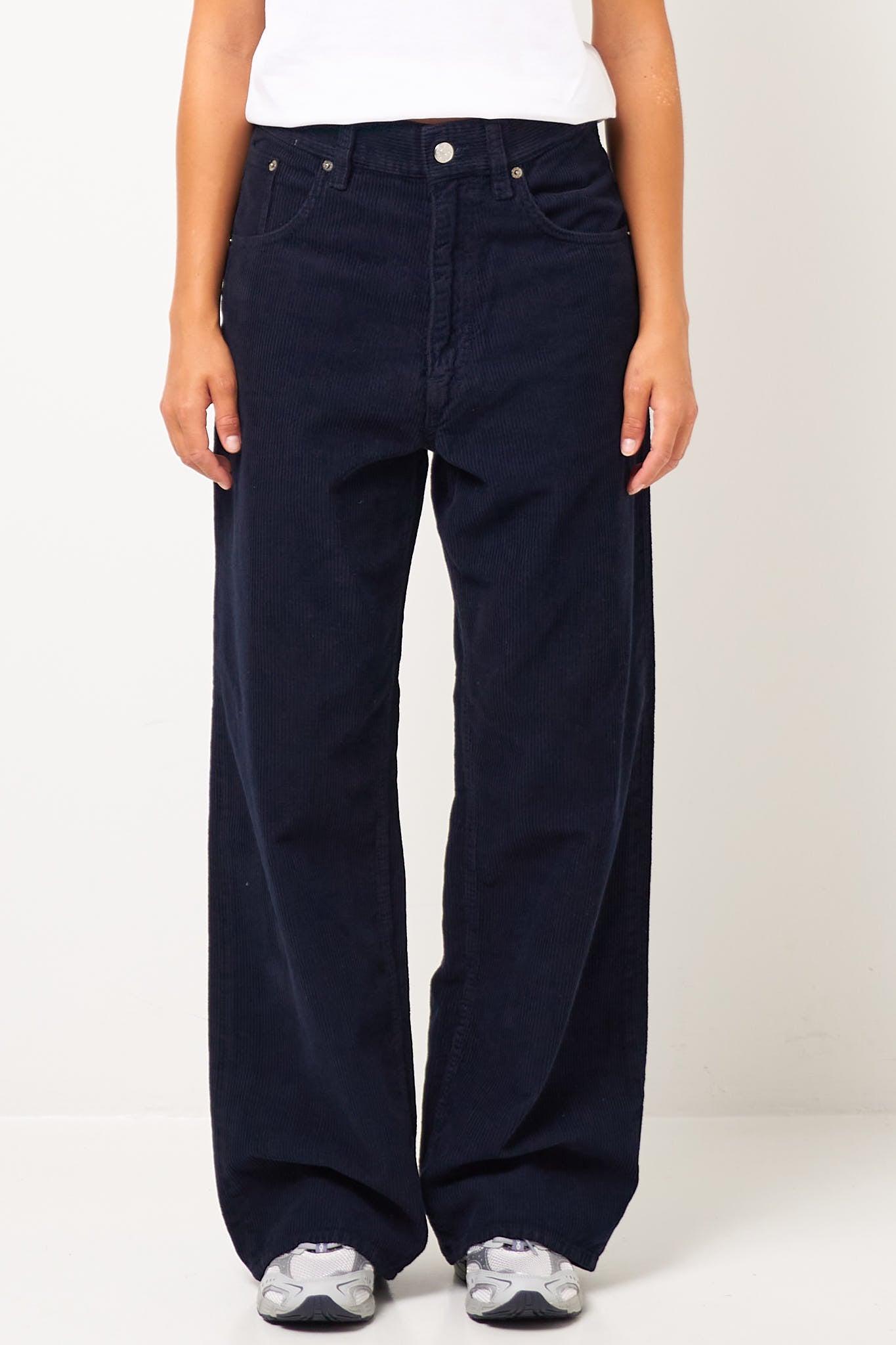 Super Wide Cord Trousers Navy