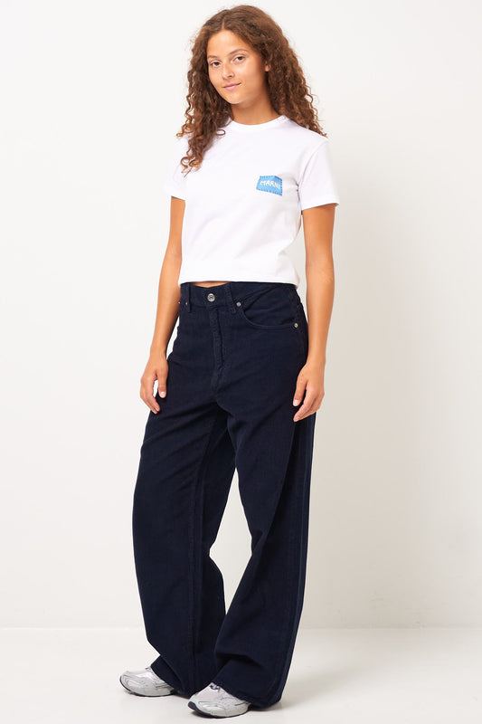 Super Wide Cord Trousers Navy