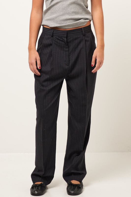 Tailored Pinstriped Trousers Navy