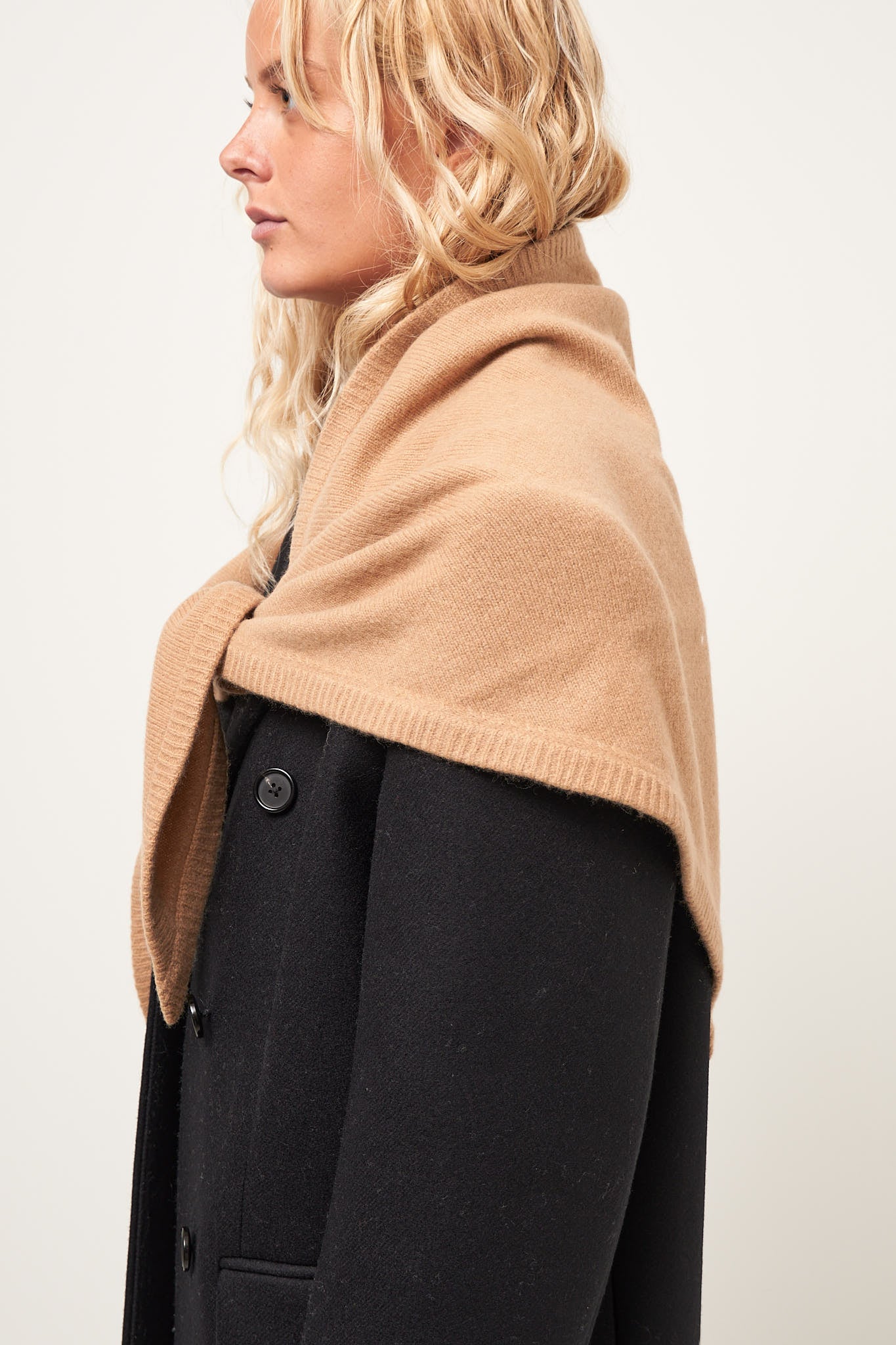 Triangle Wool Cashmere Scarf Camel