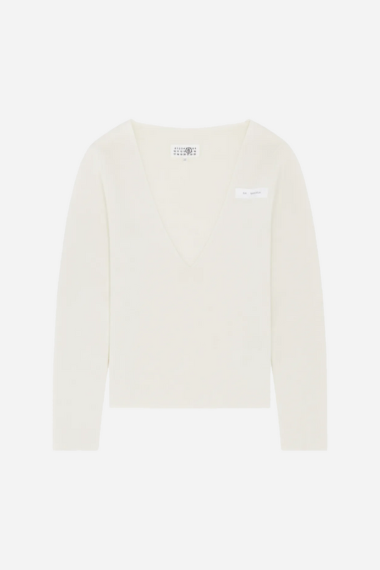V-Neck Wool Sweater Off-White